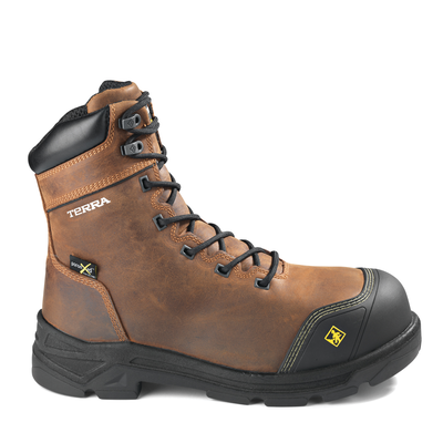 Botte de travail Terra VRTX 8000 SE de 8 po pour hommes avec embout en nanocomposite et protecteur métatarsien interne
